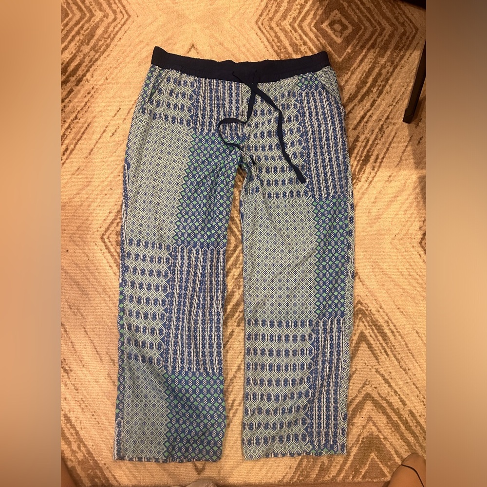 Wide leg casual “patch work” pattern pants XL